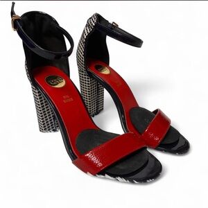 EXE- Women's navy blue and red high heels - Size: 36.